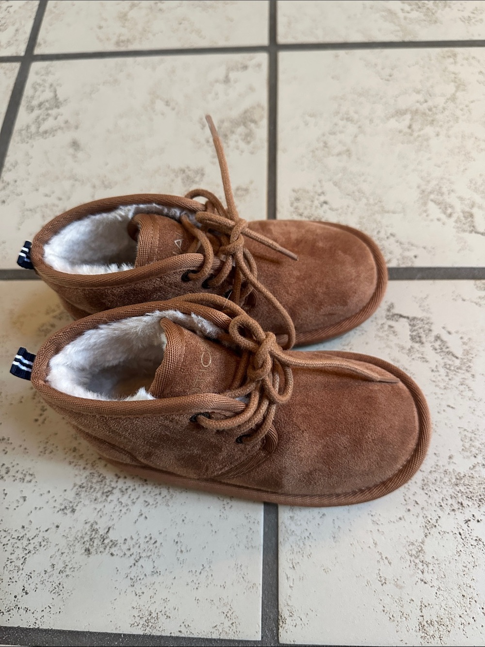 Nautica Kids Brown Suede-Look Lace-Up Boots with Faux Fur